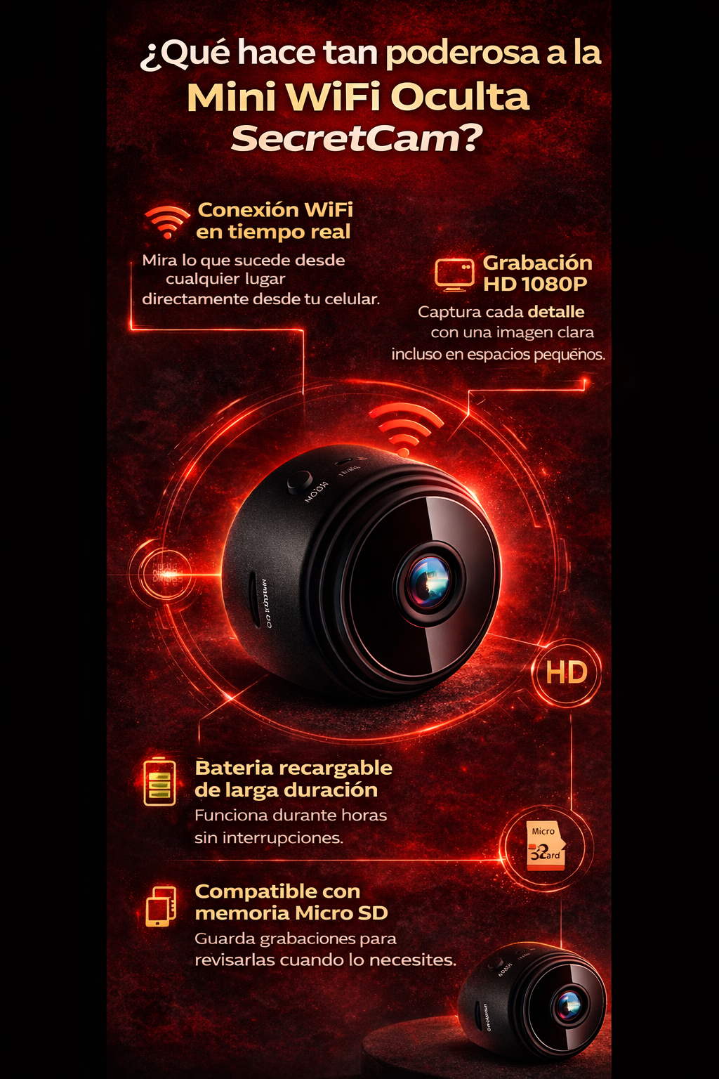 PROMO 2x1 Mini Cámara Wifi Oculta SecretCam